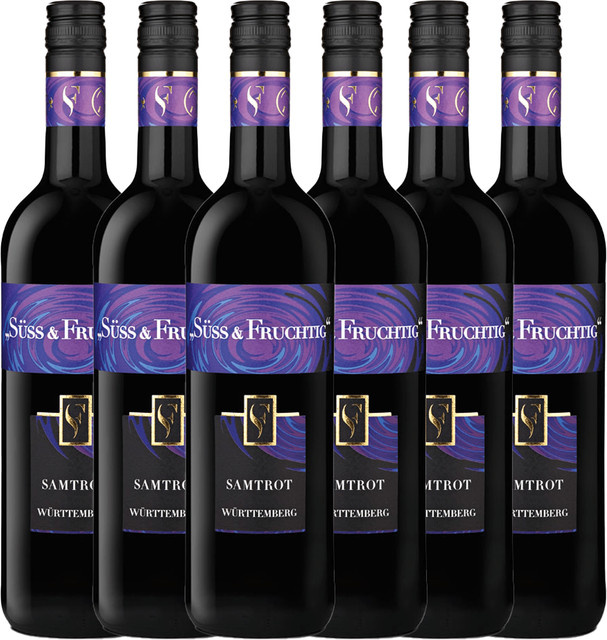 Süss & Fruchtig Qualitätswein süß Rotwein Württembergische WZG 6 x 0,75 l - Bild 1