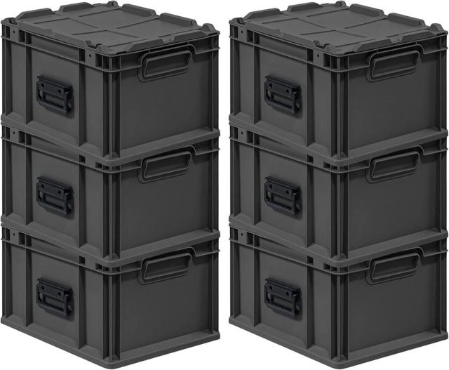 PROREGAL Supersparset 6x Eurobox Nextgen Portable Transportbehälter Schwarz B/T/H: 30 x 23,5 x 40 cm, 20 Liter - Bild 1