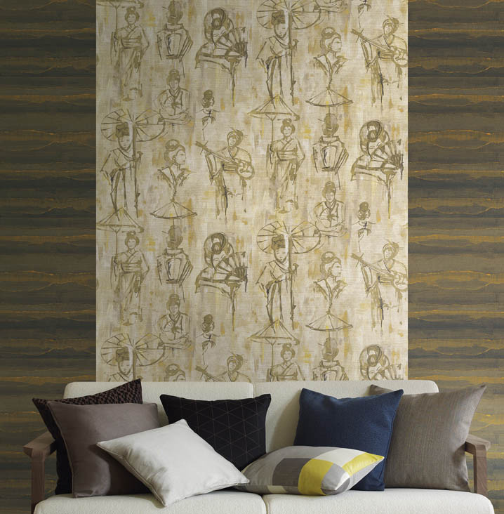 Jannelli & Volpi Tapete Yumiko 6004 in Grün und Beige, abstrakte Vlies-Tapete im orientalischen Design - Bild 1