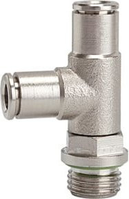Riegler T-Steckverschraubung L-Form metallica, drehbar, Messing, Farbe: Silber, G 3/8 a und Ø 8 mm - Bild 1