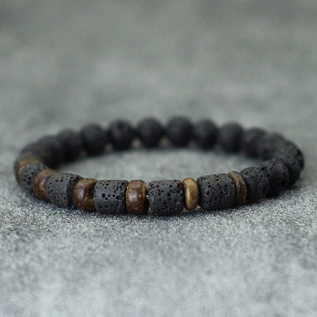 Noter Armband, Vulkangestein, Schwarz, Herren - Bild 1