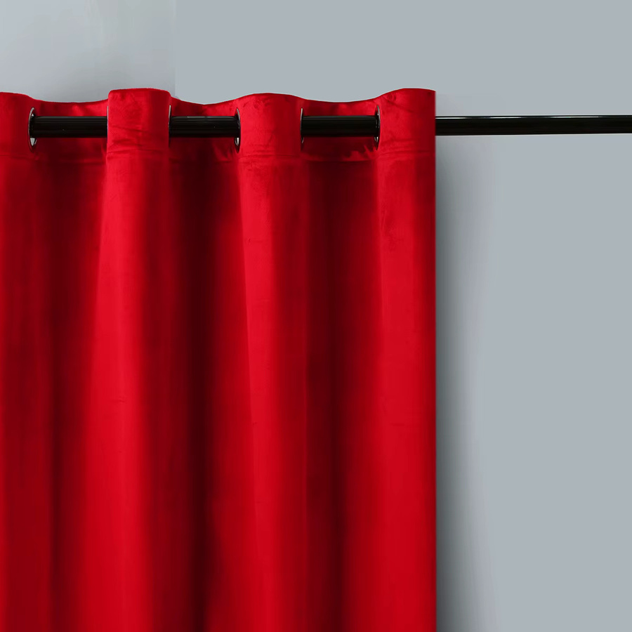 ELKCA Samtvorhang in Rot, Luxus-Stil mit Ösen, blickdicht, Breite: 132 cm, Höhe: 180 cm - Bild 4