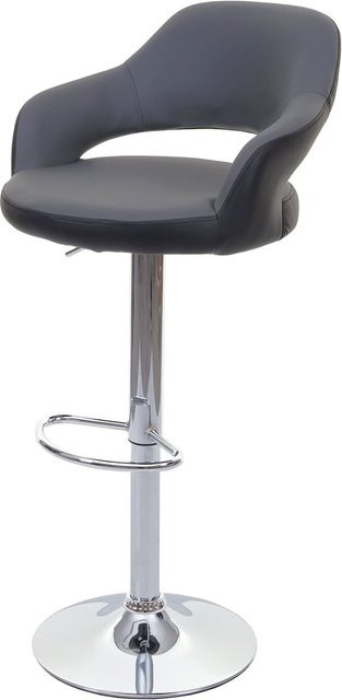 Barhocker MCW-F16 Drehhocker mit Lehne aus Kunstleder in Grau-Schwarz - Bild 1
