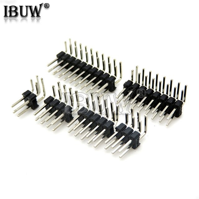 IBUW Zweireihiger rechtwinkliger Pin Header Platinenstecker mit 2,54mm Abstand in Schwarz für Arduino - Bild 1
