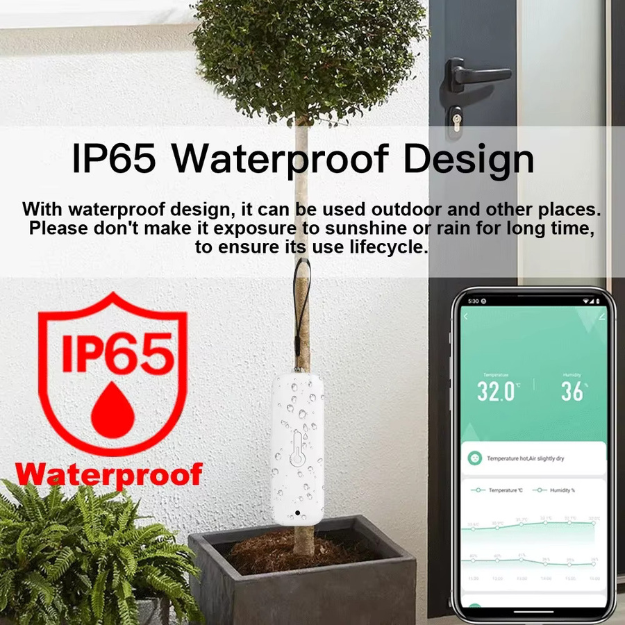 Tuya Smart WiFi Temperatur und Feuchtigkeit Sensor IP65 wasserdicht mit SmartLife App Steuerung und Alexa Integration in Schwarz oder Weiß - Bild 4