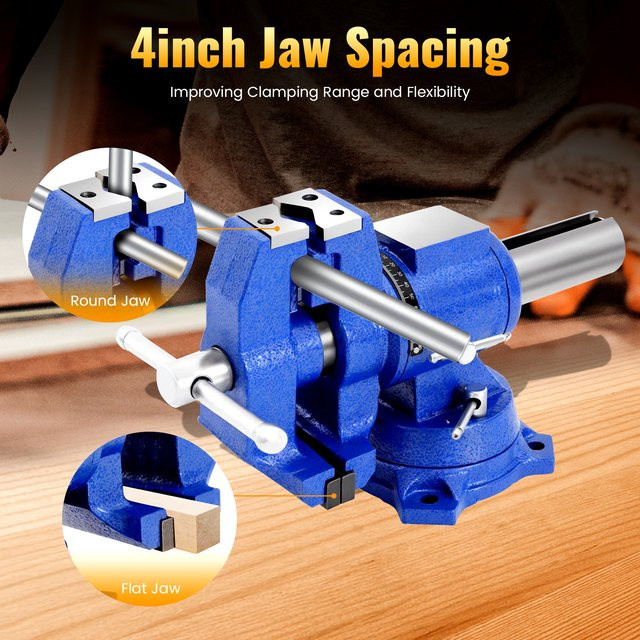 Bymaocar Multifunktionaler Schwerlast-Schraubstock für Werkbank in Blau, 360 Grad drehbar, B/T/H: 35,0 x 20,0 x 17,0 cm - Bild 1