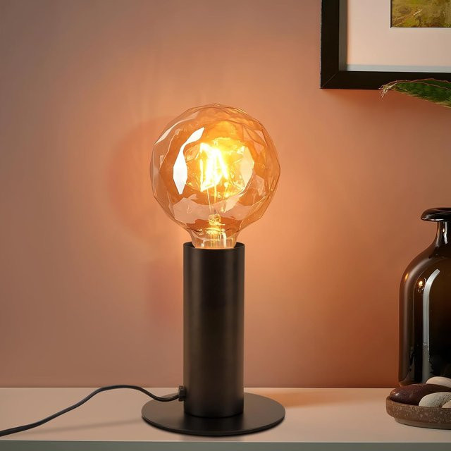 Vintage Tischlampe im Industriestil Schwarz mit E27 Fassung und Schalter für Wohnzimmer und Schlafzimmer - Bild 1