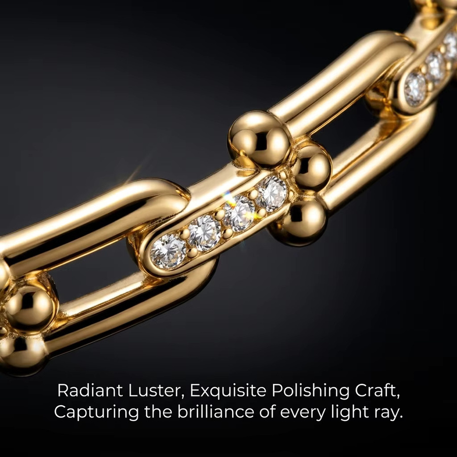 JP One Armreif Edelstahl, Gold, Zirkonia, Damen, 60mm - Bild 5