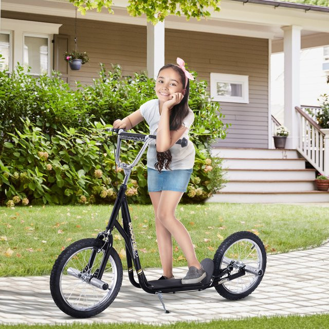 HOMCOM Kinderroller mit Luftreifen Cityroller schwarz - Bild 1