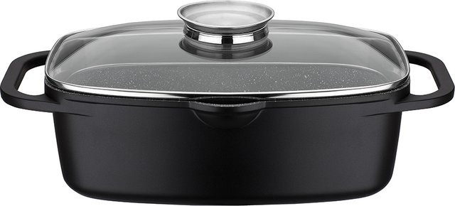 GSW Universalbräter Gourmet Granit in Schwarz mit Aromadeckel und Servierzange, B/T/H: 33 x 21 x 11,5 cm - Bild 3
