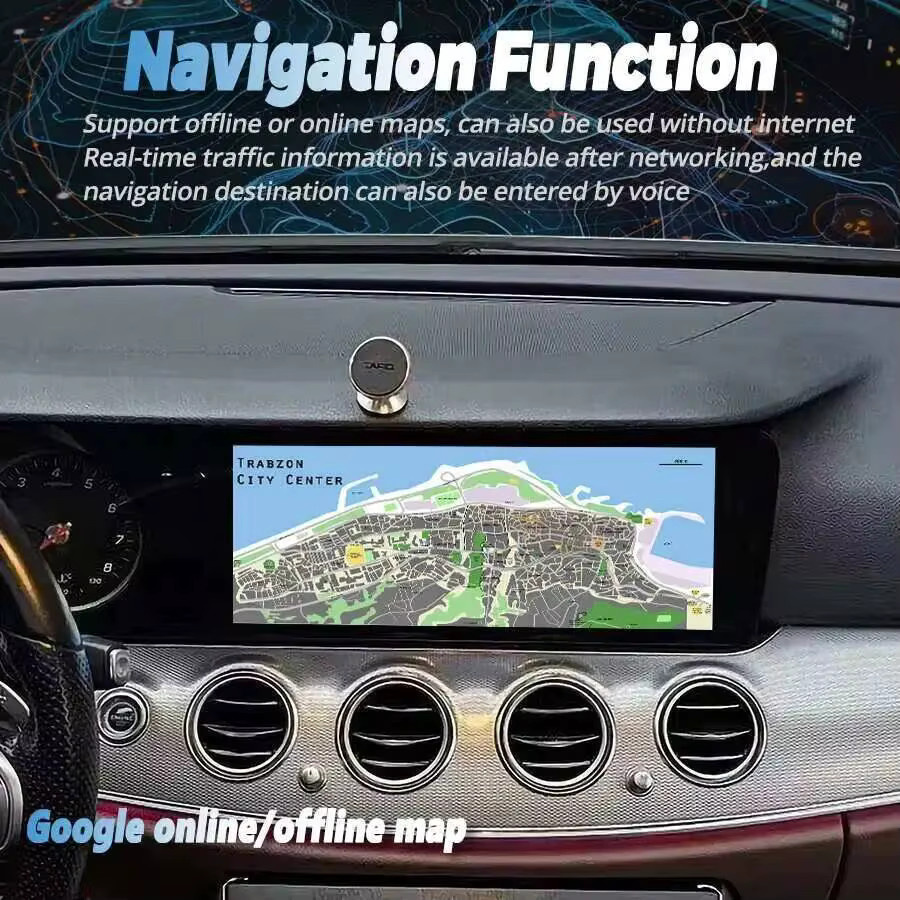 NAVIRIDER Dual 12,3-Zoll Autoradio mit Carplay, GPS-Navigation und 4G für Benz E200 E300 W213 2016-2018, Schwarz - Bild 2