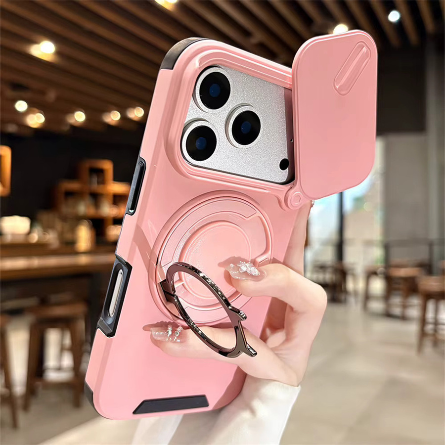 Vyimc Rotierbare Klapphülle mit Linsenschutz und Magnetständer für iPhone 17 und iPhone 18 Pro Max Air, Doppelschichtiger Panzer-Schutz, Verfügbar in Rot und Pink - Bild 1