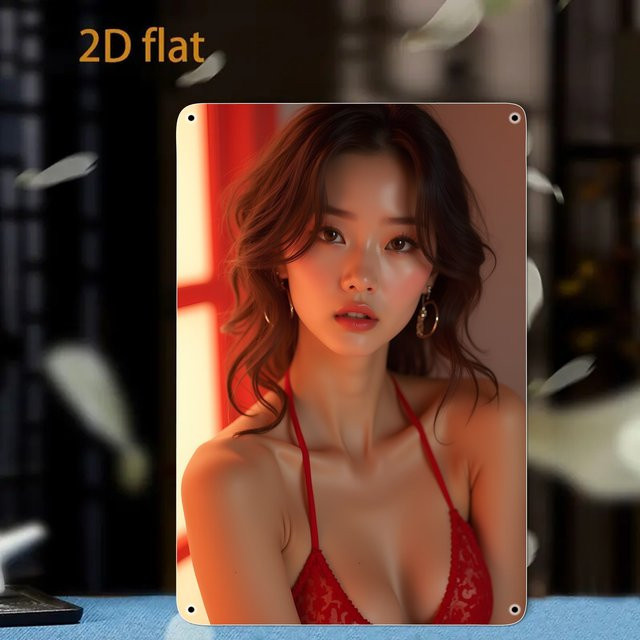 CIFBUY Metall-Wandkunst Elegante Frau in Rot und Gold, Wanddeko Portrait, Breite: 20,32 cm, Höhe: 30,48 cm - Bild 1