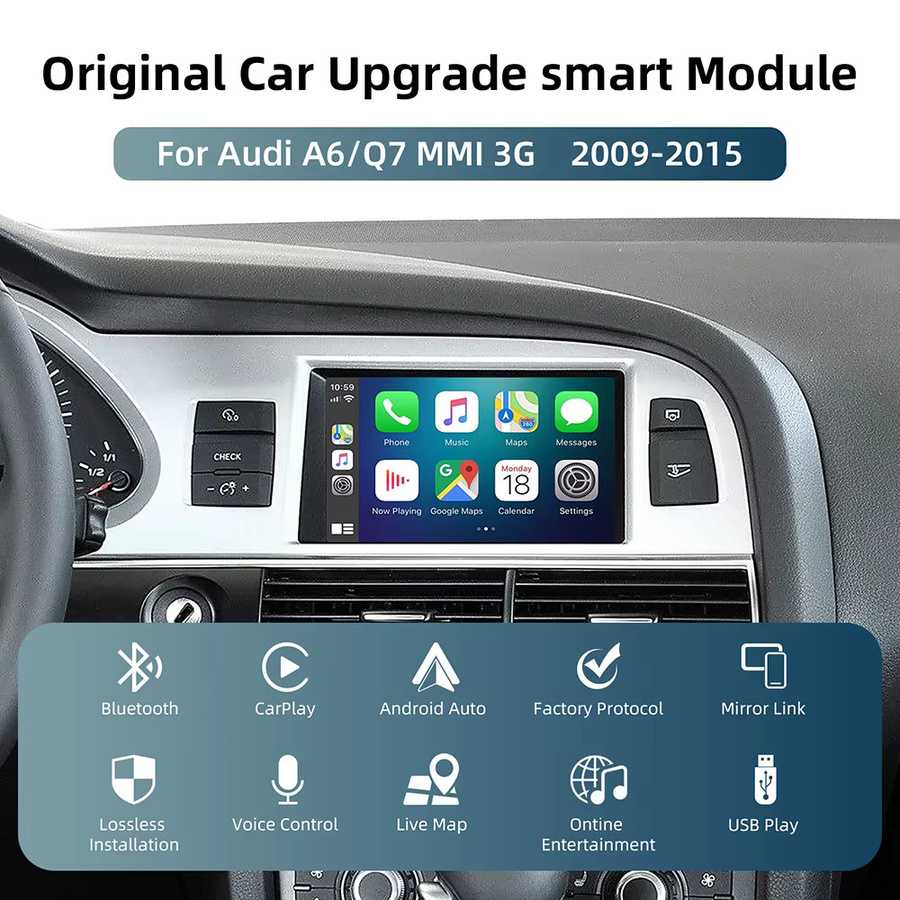 ANYFAR Wireless Carplay und Android Auto Modul für Audi A6 und Q7 mit MirrorLink, AirPlay und Rückfahrkamera Unterstützung in Schwarz - Bild 2