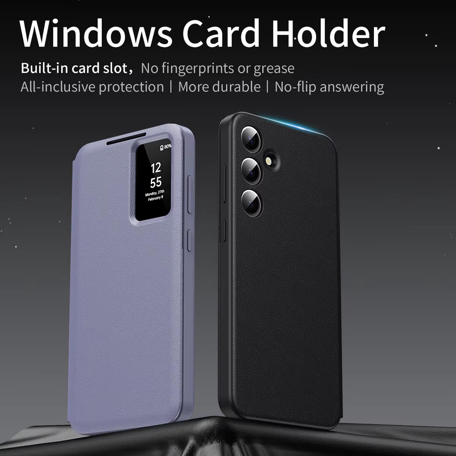 Samsung Galaxy S24 S25 S26 Ultra S-View Flip Smart Display Handyhülle mit LED-Fenster in Transparent, Blau oder Schwarz - Bild 1