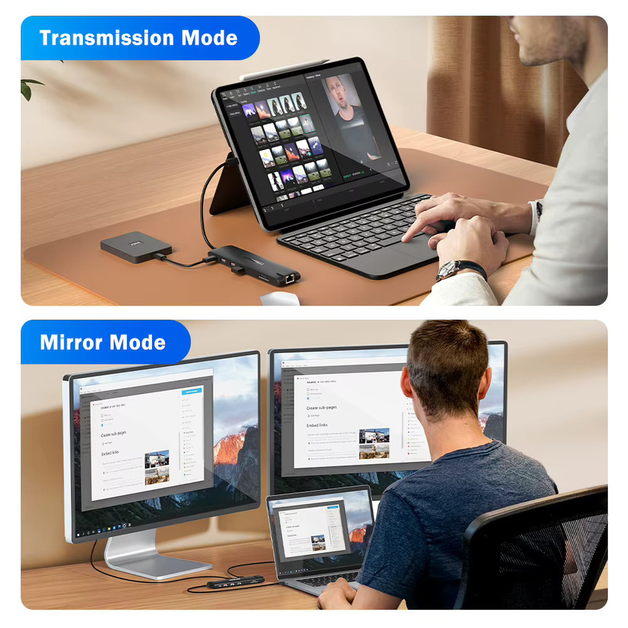 Lemorele 4K USB-C Dockingstation mit Dual HDMI, VGA, Gigabit Ethernet und SD-Kartenleser für Windows und MacBook Air - Bild 6