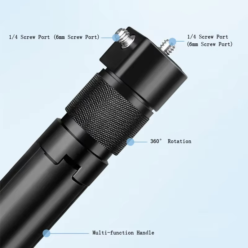 ERIKOLE Kugel Selfie Stick Erweiterungsgriff in Schwarz für Insta360 X4 X3 X2, GoPro 12 11 10 9 8 und DJI Action 4 3 sowie SJCAM Kameras - Bild 2