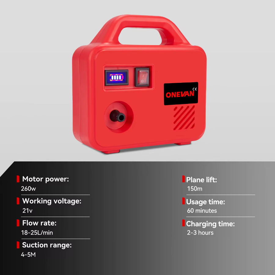 ONEVAN Handgeführte elektrische Wasserpumpe für Makita 18V Akku, kabelloses Sprühgerät für die Gartenbewässerung, Farbe: Rot - Bild 3