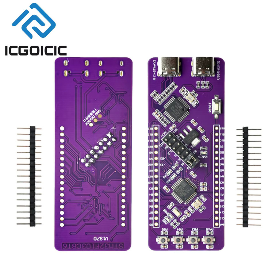 STM32F103C8T6 Entwicklungsboard mit On-Board ST-LINK/V2, USB-C, 72 MHz Cortex-M3, Violett - Bild 2