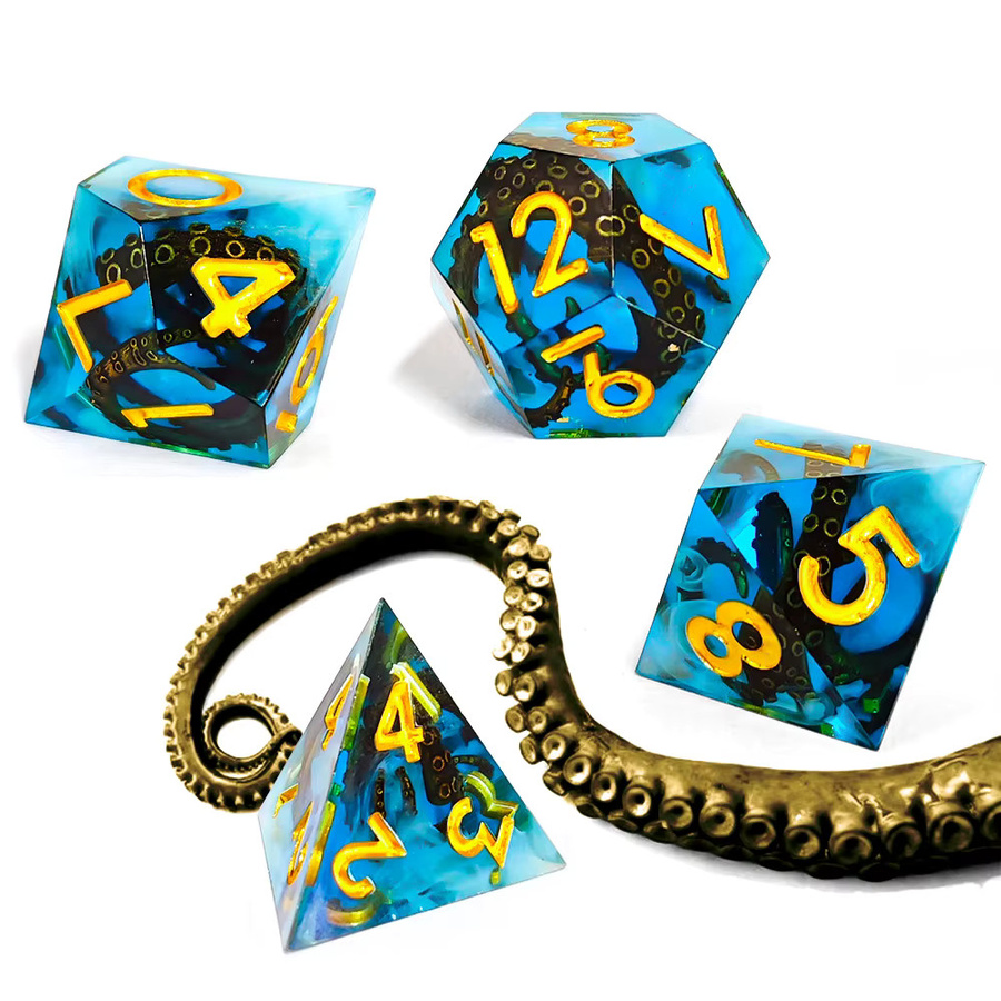 Ozean Octopus Würfel Set, Harz, 7-teiliges Set, Dungeons and Dragons - Bild 3
