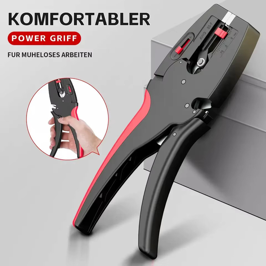 Automatischer Abisolierer und -schneider von WOZOBUY in Rot, 2-in-1 Elektro-Reparaturwerkzeug für 0,03–10 mm2/32–7 AWG - Bild 5