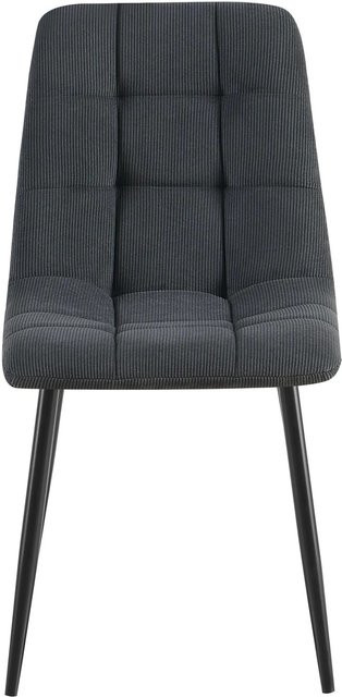 2er Set Esszimmerstühle DELUKE FANOR in Schwarz mit Cord-Bezug und modernem Steppmuster, B/T/H: 45 x 55 x 84 cm - Bild 1