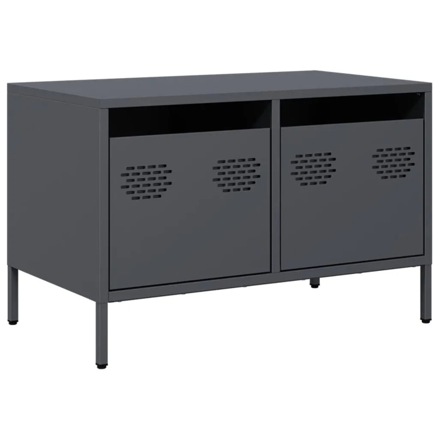 vidaXL TV-Schrank aus kaltgewalztem Stahl in Anthrazit im Industrie-Stil, B/T/H: 68 x 39 x 43,5 cm - Bild 2