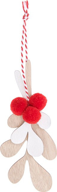 Rico Design Holzhänger Blätter mit Pompons in Natur, B: 8,5 cm, H: 7 cm - Bild 1