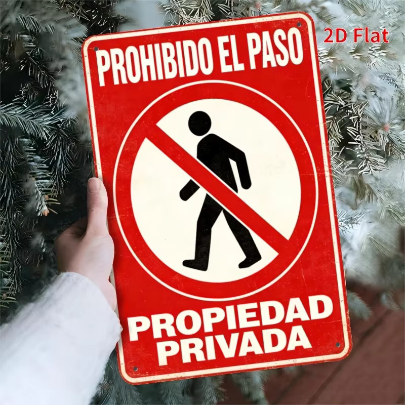 Spanisches Verbotsschild PROHIBIDO EL PASO von CIFBUY aus Metall in Rot, B: 19,8 cm, H: 30,0 cm - Bild 4
