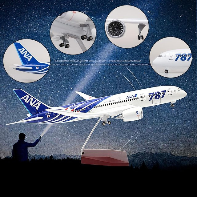 ZOCO B787 All Nippon Airways ANA Airlines Flugzeugmodell, 1:130, mit Licht und Rädern - Bild 1