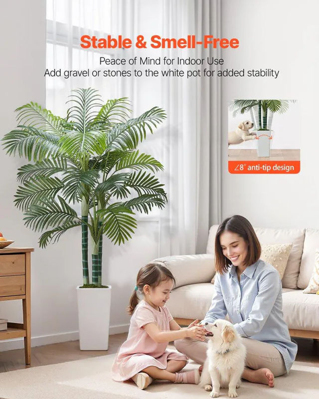 Künstliche Areca-Palme von Buying Solutions, MB in Grün mit weißem Übertopf, Höhe: 182,9 cm, Breite: 104 cm, Tiefe: 104 cm - Bild 2