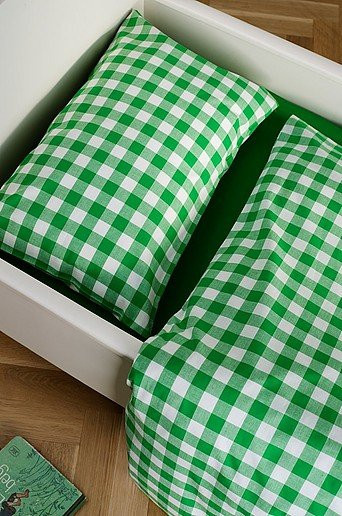 Jotex Bettbezug-Set LAUREN für die Krippe, Grün, Karo-Design, Baumwolle, Breite: 100 cm, Länge: 130 cm - Bild 1