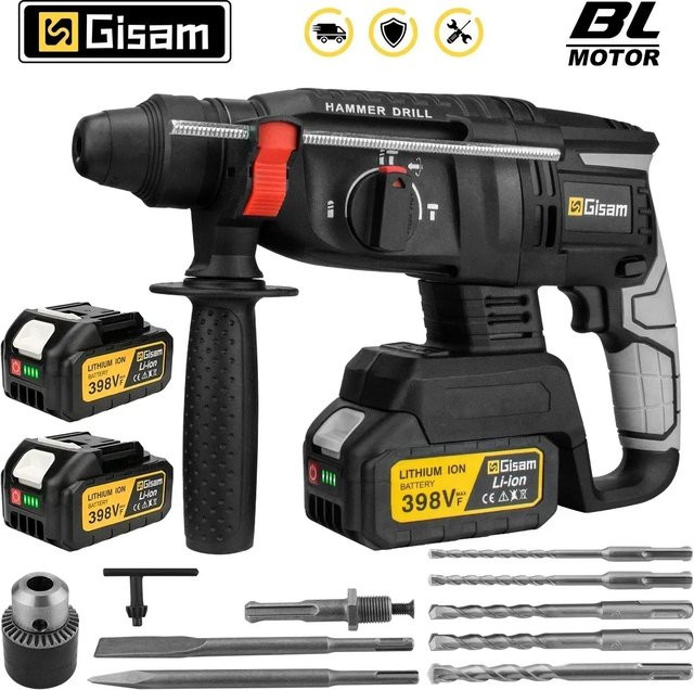 G nto kabelloser bürstenloser elektrischer Bohrhammer für Makita 18 V Akkus, multifunktionales Akku-Schraubwerkzeug, Schwarz - Bild 1