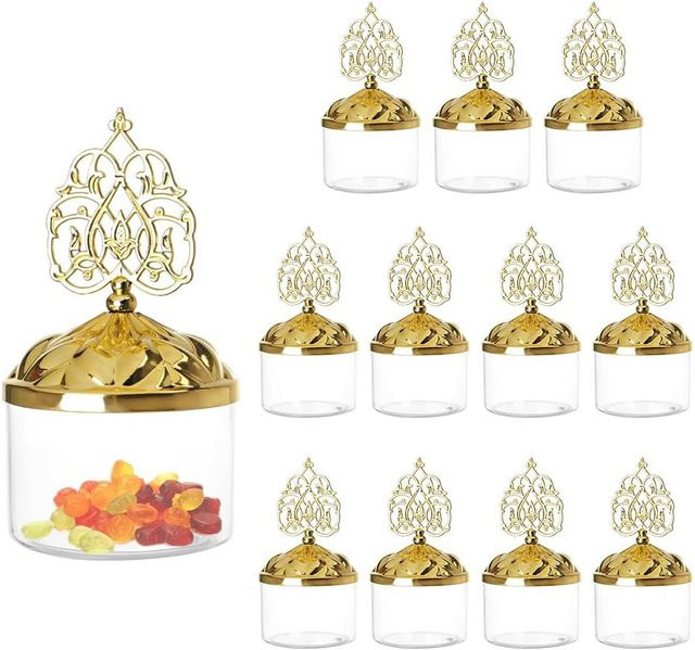 Dekorative Bonbonschachteln aus Kunststoff mit transparentem Deckel in Gold für Hochzeit, Geburtstag und Party - Bild 1