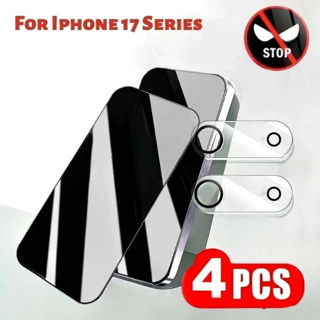 2er-Pack Privatsphäre Vollbildschutz für Apple iPhone 17 16 15 14 13 Pro Max 17 Air 16e 12 11 Pro 15 14 Plus inklusive 2 Stück Kameraobjektivglas, transparent - Bild 1