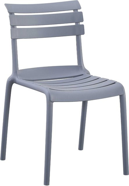CLP Gartenstuhl Kebren, stapelbarer Outdoorstuhl aus Kunststoff in Grau, wetterfest und UV-beständig, ohne Armlehnen, bis 150 kg belastbar - Bild 1