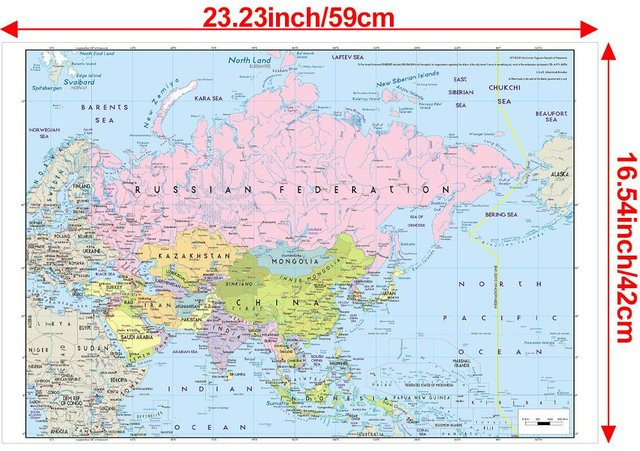 Große Asien-Karte als Bildungskarte in englischer Version ohne Nationalflaggen, weiß, B/H: 59 x 42 cm - Bild 1