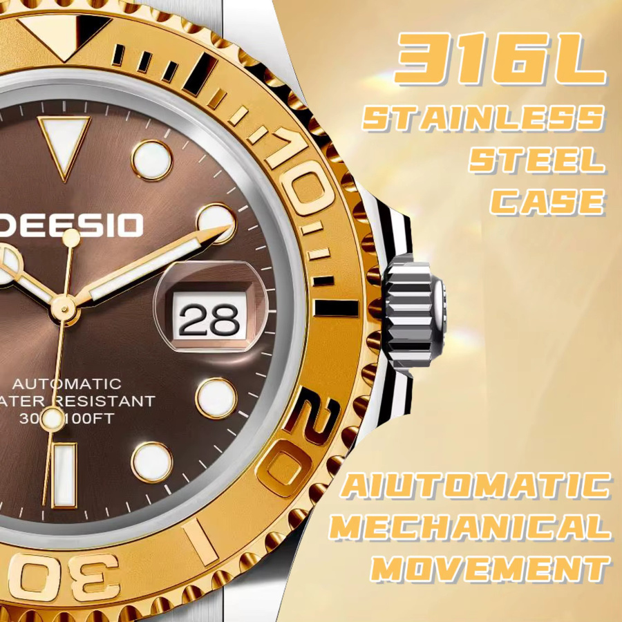Deesio Automatik-Armbanduhr, Edelstahl, Skelett-Zifferblatt, Herren - Bild 1