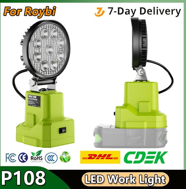Turpow 27W Arbeits-LED-Leuchte für Roybi 18V Akku P108 P107 7.5Ah 10.4Ah Werkzeugzubehör - Bild 1