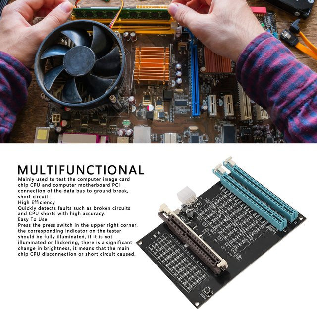 Qiilu Grafikkartentester mit Licht für AGP und PCI-E als Dual Purpose Display Video Diagnosetool in Schwarz - Bild 1