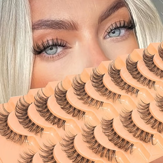 Künstliche Wimpern, 10 Paar, 3D Echthaar, Schwarz & Silber, Natürlich - Bild 1