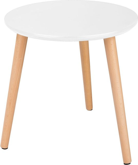 LIVARNO HOME Beistelltisch aus Massivholz Buche FSC, rund, Weiß, Durchmesser: 40 cm, Höhe: 40,5 cm - Bild 1