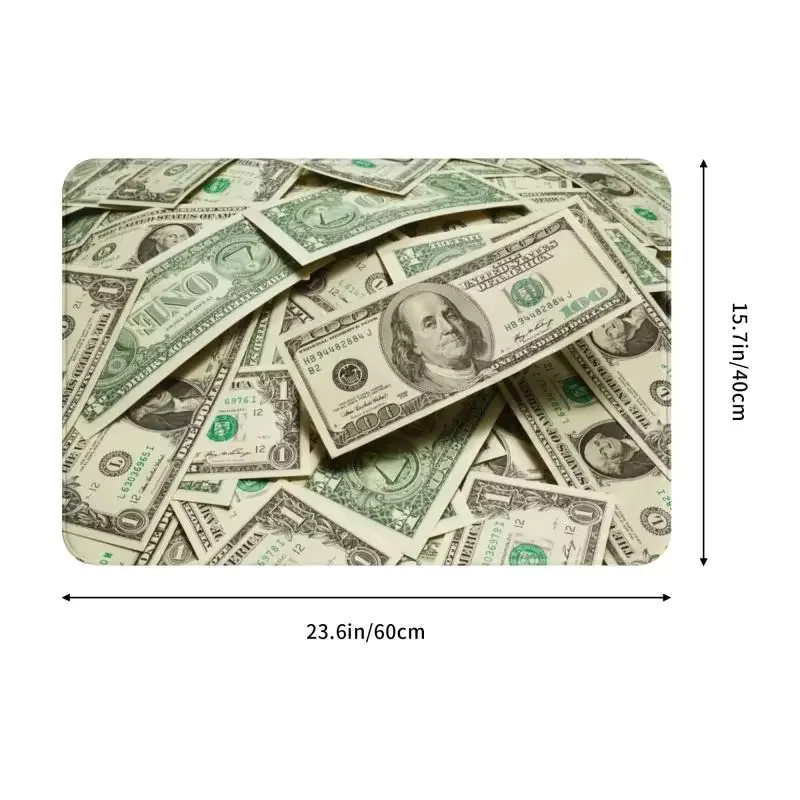 Rutschfeste Fußmatte mit Dollar-Muster in Grün aus Polyester, B/T: 60 x 40 cm - Bild 3