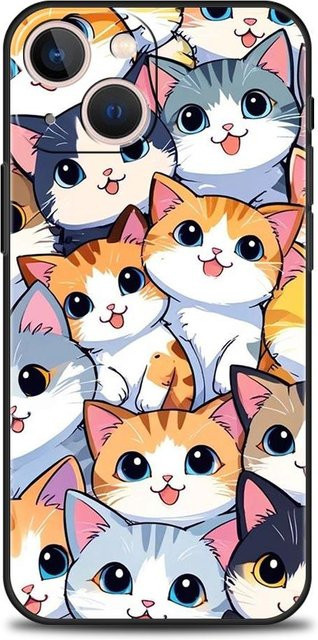 Buntes Katzen-Design Handyhülle aus weichem TPU für iPhone 12 bis iPhone 17 Pro Max in Multicolor - Bild 1
