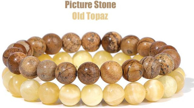 SunFlowers Story Armband Set, Naturstein, Achate, Kristall, beige, Unisex - Bild 1