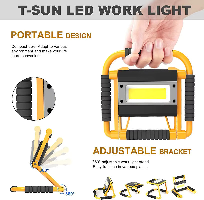 POCKETMAN LED Arbeitsscheinwerfer 380 W mit hoher Lumen-Leistung, faltbare Akku-Arbeitslampe für Camping und Autoreparaturen - Bild 3