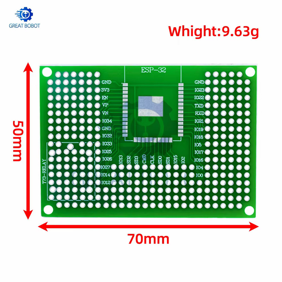 Baishundianzi Protoshield Doppelseitiges Steckbrett in Grün, B/T: 70 x 50 mm, universell für ESP8266 und ESP32/ESP32S Entwicklung - Bild 1