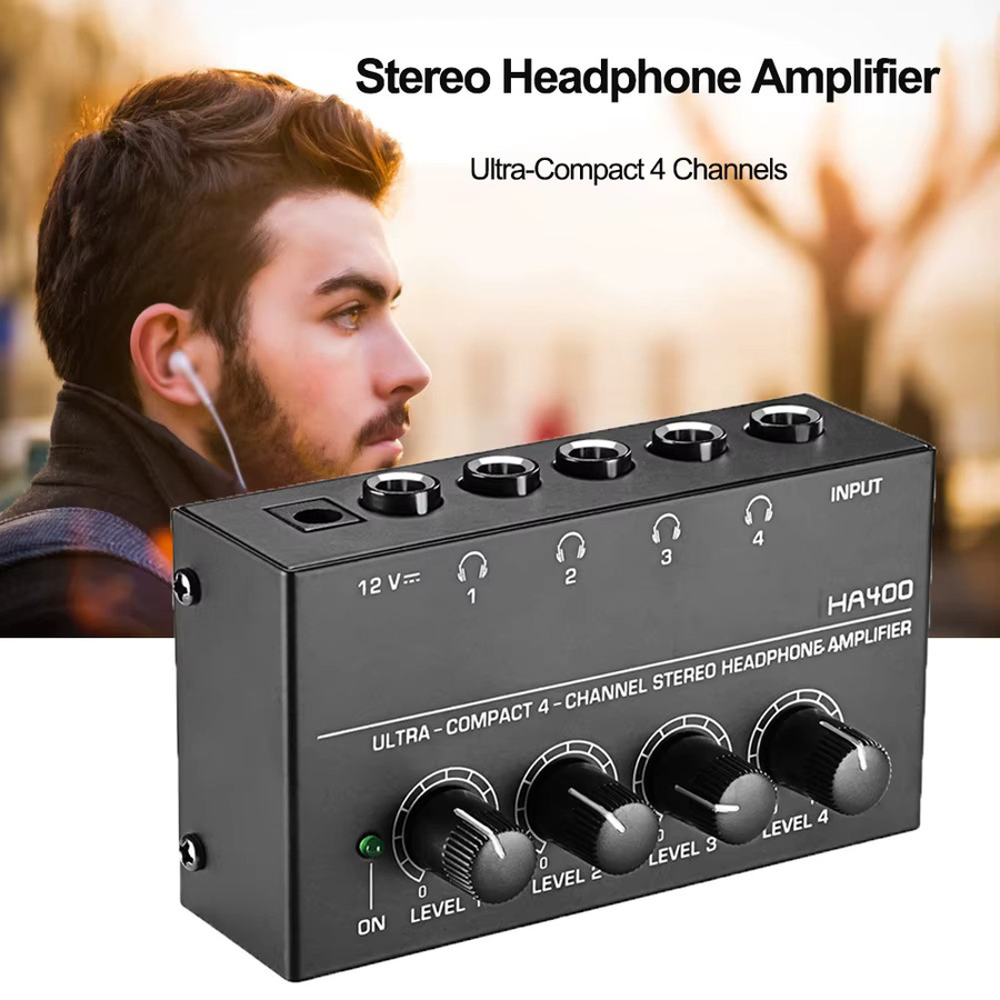 Kebidumei Ha400 Mini Stereo Audio Kopfhörerverstärker mit 4 Kanälen in Schwarz - Bild 4