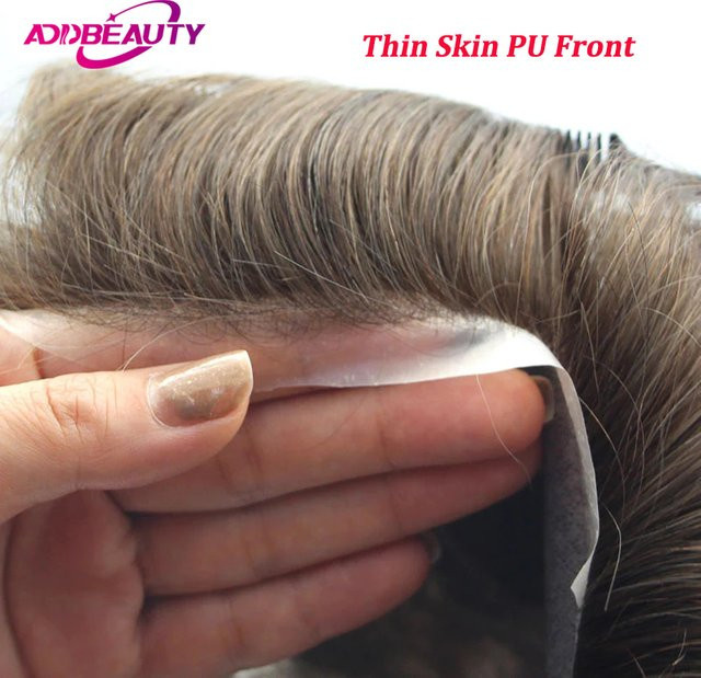 Addbeauty Haarsystem für Herren, Indisches Echthaar, Schweizer Spitze und PU - Bild 1