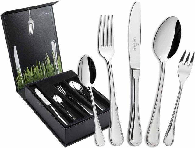 Picard & Wielpütz Tafelbesteck Ligato aus Edelstahl in Silber mit Besteckbox, 30er Set - Bild 1
